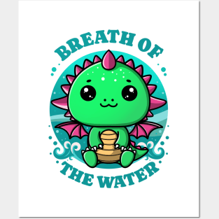 Kawaii Green Dragon - Breath of the water anime Posters and Art